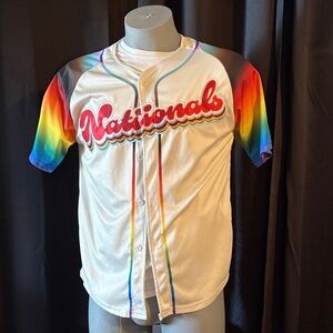 DC nationals, baseball jersey, women, size medium, jersey, cream,